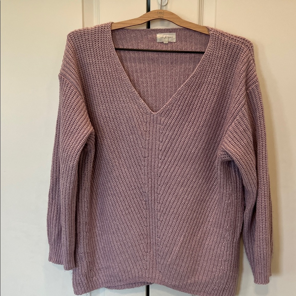 Lou & Grey Dusty Lavender V-Neck Knit Sweater